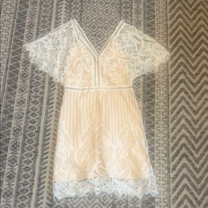 Boohoo Cream Lace Dress